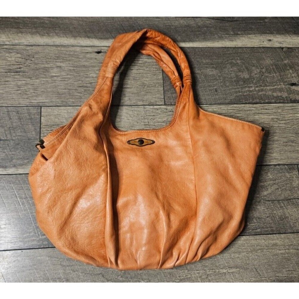 Elliott Lucca Leather Purse Orange Salmon Large Hobo